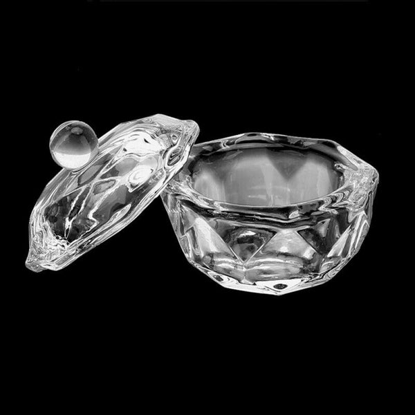 2pcs Glass Crystal Bowl Cup Dappen Dish Arcylic Nail Art Liquid Powder Con HYK