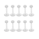 10x Acrylic Transparent White Nose Stud Pin Bar Tongue Body Piercing Jewelry