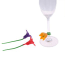 6pcs Flowers Wine Cup Marker Silicone Wine Glass Label Glass Cup Recognizer