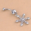 Snowflake Rhinestone Diamante Dangle Navel Belly Button Ring Jewelry Cute