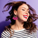 Boho Tassel Dangle Earrings Women Ethnic Fringe Ear Drop Jewelry (Rose Red) A