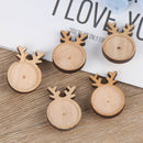 5pcs Christmas Wooden Deer 25mm Round Brooch Base Cabochon Blank Tray with P -Q