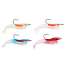 4pcs 3g/6cm Soft Silicone Fishing Lure Luminous Shrimp Bait w/ Barbed Hook