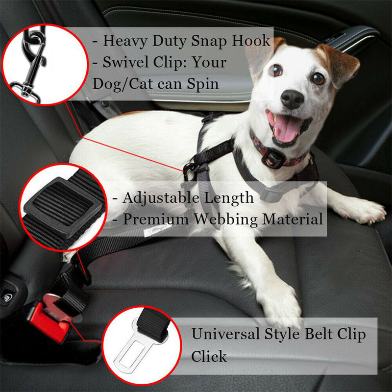Pets Safety Seat Belt Car Harness Leash F. Cat Dog Adjustable Nylon Strap Tether