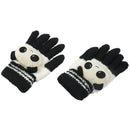Women Winter Sweet Panda Design Touchscreen Gloves Black White