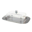 Butter Dish - Container With Stainless Steel Tray Durable Plastic Cover Criste h