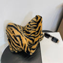 Animal Pattern Shoulder Underarm Bag Women Plush Top-handle Handbag (3)