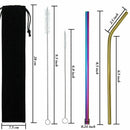 14 Pieces Stainless Steel Drinking Straws Reusable Metal Bent and Straight
