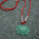 Natural Green Jade Lotus Pendant Fashion Lucky Charm Necklace Gift