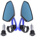 Motorcycle Metal Handle Bar End Rearview Side Mirrors 7/8inch(22mm) Blue