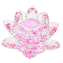 Crystal Lotus Flower Buddhist Ornament Feng Shui Art Glass Paperweight Pink