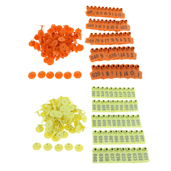 200 Sets Ear Tag With 1-100 Number For Cow Cattle Large Livestock Farm Animal