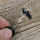 100Pc Black 6 in 1 Cylinder Shaped Float Stop Fishing Sinker Bobber Stopper