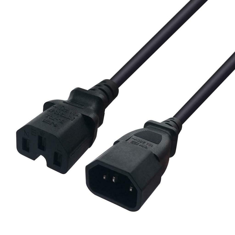 Black IEC320 C14 Male to C15 Female Power Convertor 3.3ft Replace Part