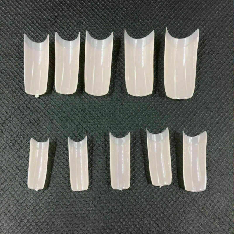 100X Nude Half Nail Tips South French Salon Acrylic Nail Art E0I6 Fals S8T4