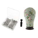 Canvas Manikin Head Canvas Block +150x Metal Wig T-Pins for Salon Wig Hair