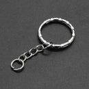 100 Pcs/Lot Dia 25Mm Polished Keyring Keychain Split Ring with Short Chain  G3L3