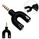 3.5mm Black Stereo Splitter to Mic Headset Jack Plug Adapter For Phone Pretty
