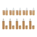 10Pcs Bamboo 5ml 10ml Refillable Empty Essential Oil Roll On Bottles Roller Ball