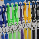 12 Mixed Keyring Spiral Plastic Key Chain Stretchable String Key Clip Holder