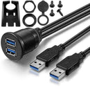 Car Usb3.0 Dual Port Extension Dashboard Panel Double 1m Cable Waterpro X2K Z4J7