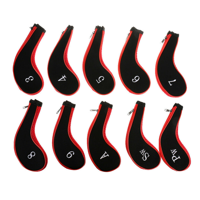 Neoprene Long Sleeve Zipper Golf Club Iron Putter Head Cover Black+Red