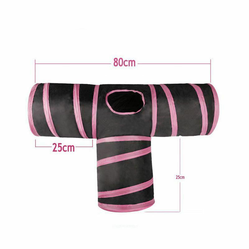 Cat Tunnel 3 Way Collapsible Pet Cat Play Tunnel with Ringing Ball, Spaciou