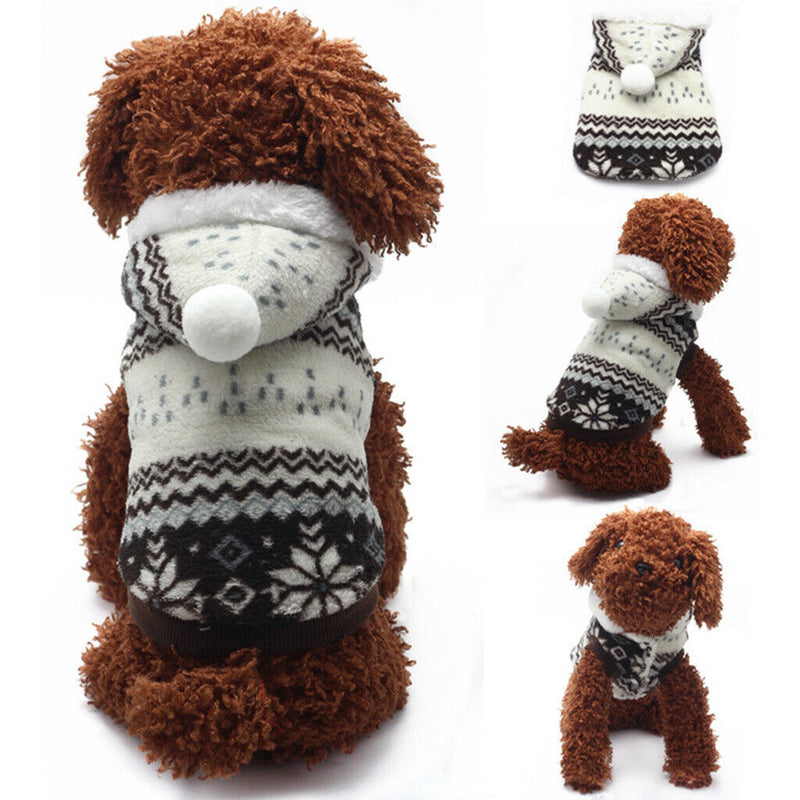 Small Dog Fleece Warm Clothes Winter Snow Jacket Hoodie Lined Snow Suit L