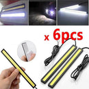 6Pcs 12V Waterproof White DRL COB LED Strip Light Bar For Caravan Boat Car