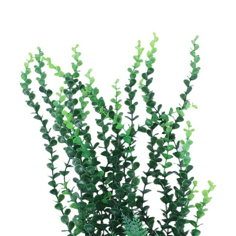 40cm Aquarium aquascaping Green artificial plant with ceramic base K9R5