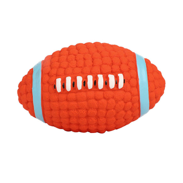 Pet Soft Latex Squeak Sound Molar Ball Dog Interactive Chew Toys (Rugby)