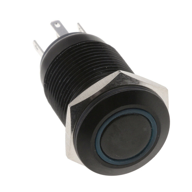 Angel Eye Metal Push Button Switch Latching Blue LED Illuminated Momentary