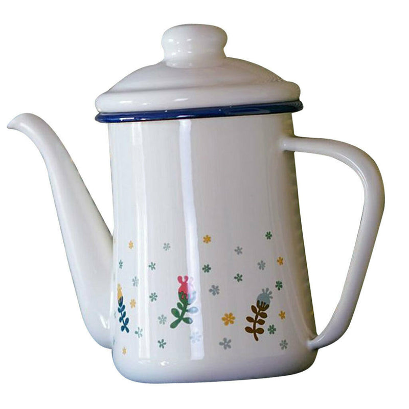 Traditional Enamel Dripless Tea Pot Hot Water Coffee Tea Pot Kettle 600ml