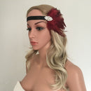 Woman Elastic Feather Headband 20s  Party Rhinestone Hair Accessories