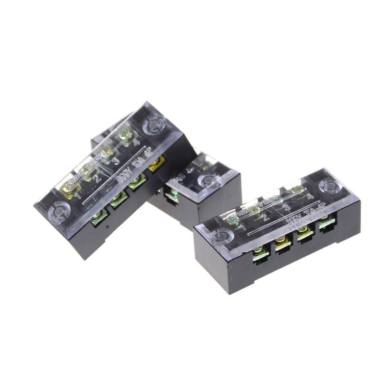 3Pcs TB-1504 4 Positions Dual Rows Covered Screw Terminal Block 600V 15A ASJ.AU