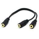 Black 3.5mm 1/8" Female To Dual 3.5mm Jack Female Y Splitter Stereo Audio Cab BX