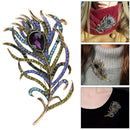 Diamond-boarded  Alloy Crystal Peacock Feathers Brooch 63*107mm A