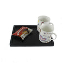 Natural Wood Serving Tray SPA Tea Food Server Dishes Platter Black Plate-S