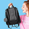 Solid Color Knapsack Women Backpacks Anti-theft PU Leather Rucksack (Black) SN9F