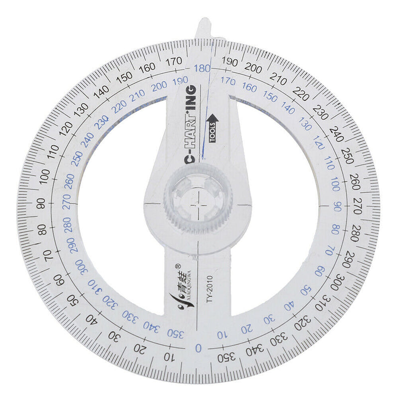 Portable Diameter Of 10cm Plastic 360 Degree Pointer Protractor Ruler