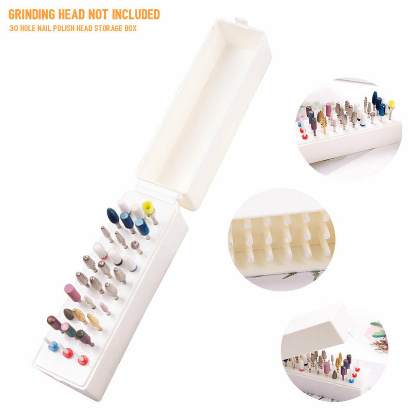 30 Holes Case Tool Organizer Display Stand Storage Holder Nail Drill Bit Box