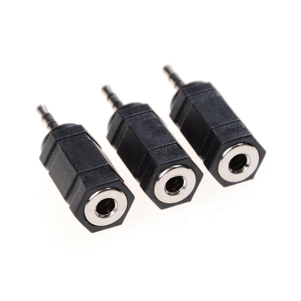3pcs Black 2.5mm Male to 3.5mm Female Audio Stereo headphones  Adapter Plug JR