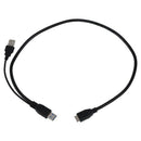 USB 3.0 Y-Cable Y Cable Micro Type B Male to Standard Type A Male Black