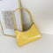 Fashion Alligator PU Handbag Women Solid Tote Elegant Shoulder Bag (Yellow)