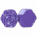 Rose Pattern Round Shaped Two Side Folding Metal Cosmetic Mirror Purple