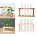 2x Crystal Glass 8 Test Tube Vase in Wooden Stand Flower Pots for Water Plant