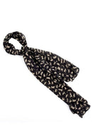 Scarf Shawls Wraps 100% Chiffon for Women, Cat Pattern - Black L8F3