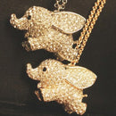 New Lady Charm Golden Rhinestone Elephant Pendant Necklace Long Sweater Chain OZ