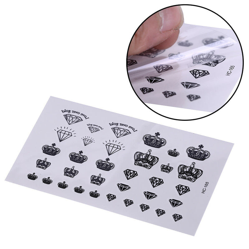 1X Diamonds and Crowns Temporary Tattoos Arm Leg Waterproof Tattoo Stickers B Hn