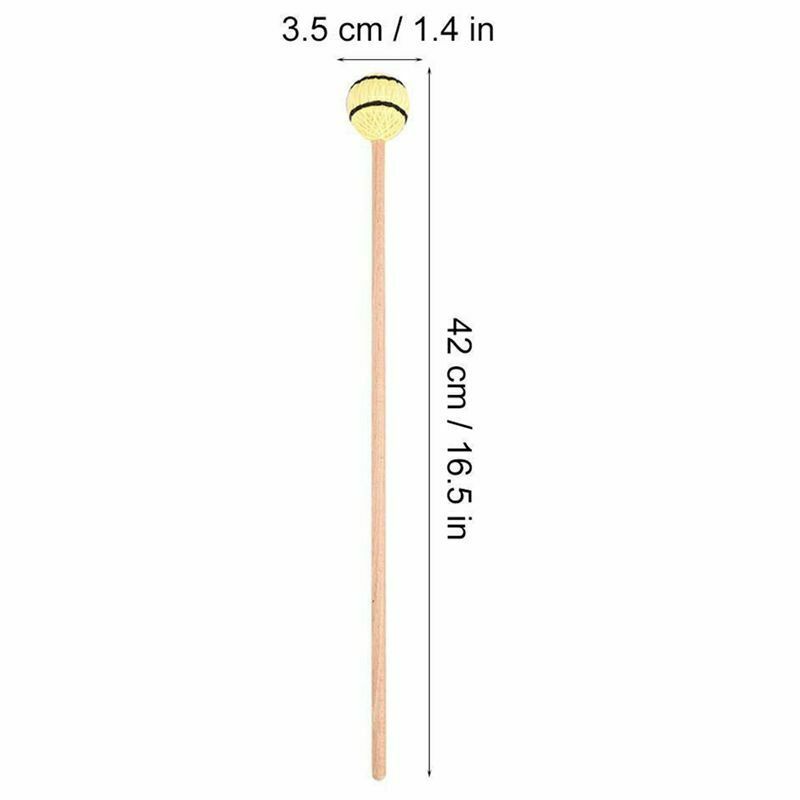 1 Pair Marimba Mallets, Percussion Mallets with Yarn Head and Smooth Wood H